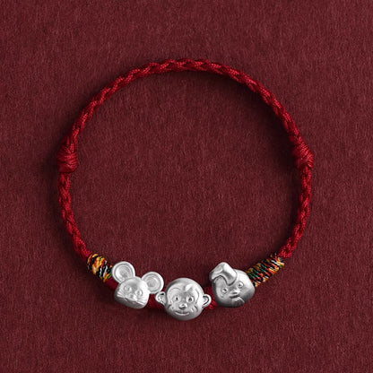 Zen Healing 2025 Chinese Zodiac 999 Silver Red String Protection Bracelet