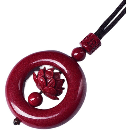 Cinnabar Lotus Peace pendant Away Evil