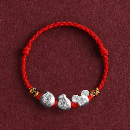 Zen Healing 2025 Chinese Zodiac 999 Silver Red String Protection Bracelet