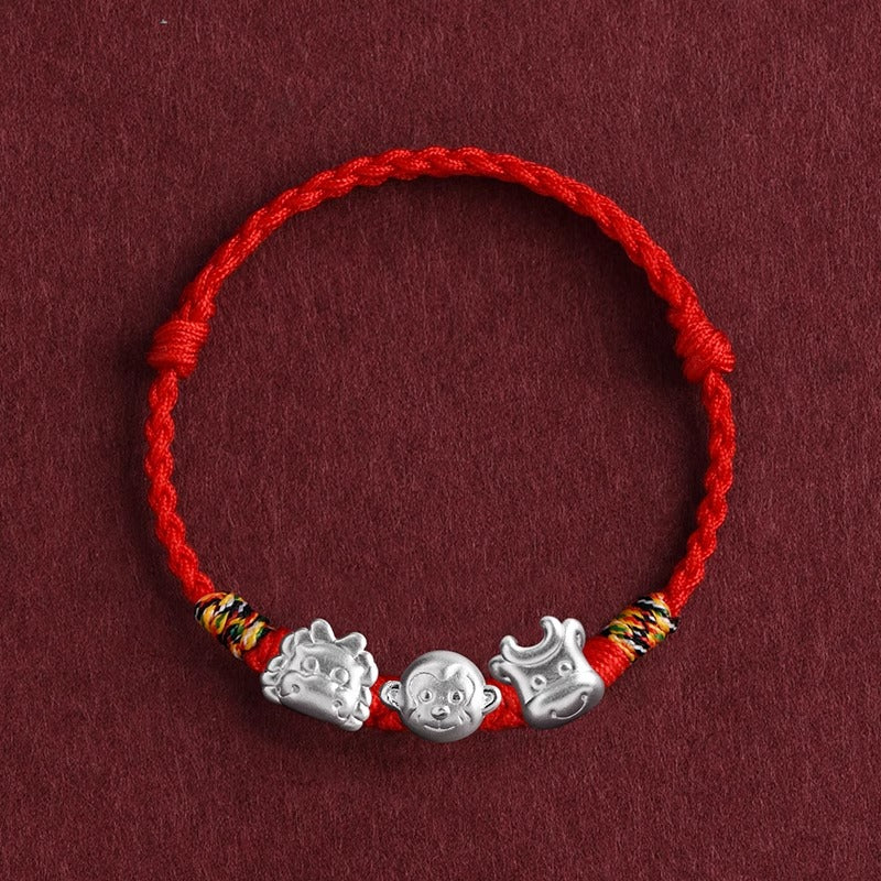 Zen Healing 2025 Chinese Zodiac 999 Silver Red String Protection Bracelet