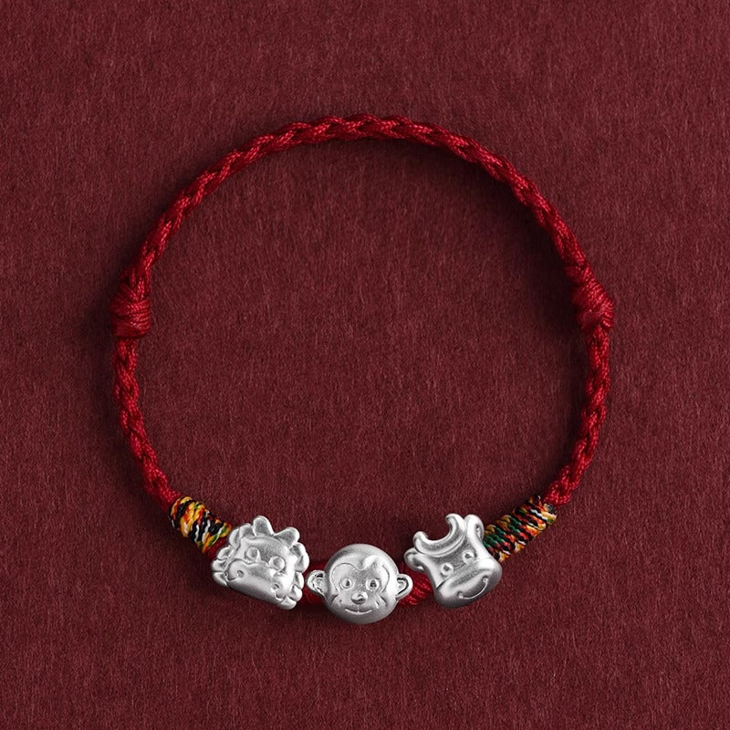 Zen Healing 2025 Chinese Zodiac 999 Silver Red String Protection Bracelet