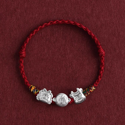 Zen Healing 2025 Chinese Zodiac 999 Silver Red String Protection Bracelet