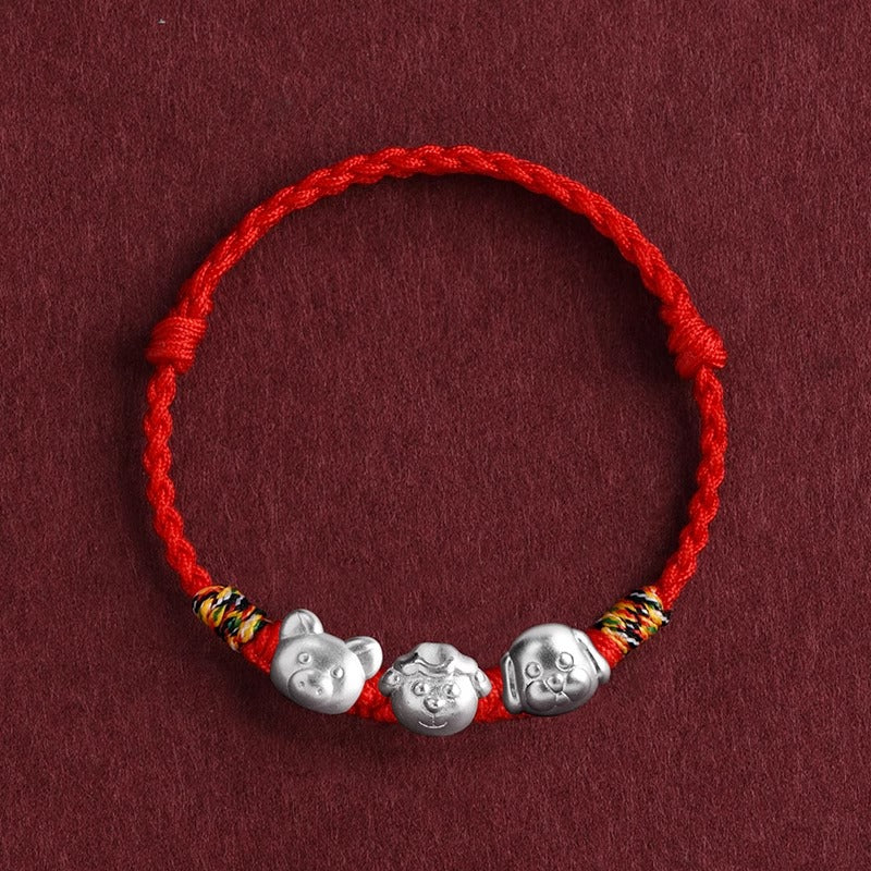 Zen Healing 2025 Chinese Zodiac 999 Silver Red String Protection Bracelet