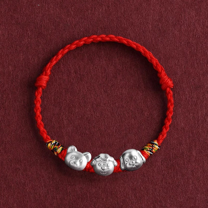 Zen Healing 2025 Chinese Zodiac 999 Silver Red String Protection Bracelet