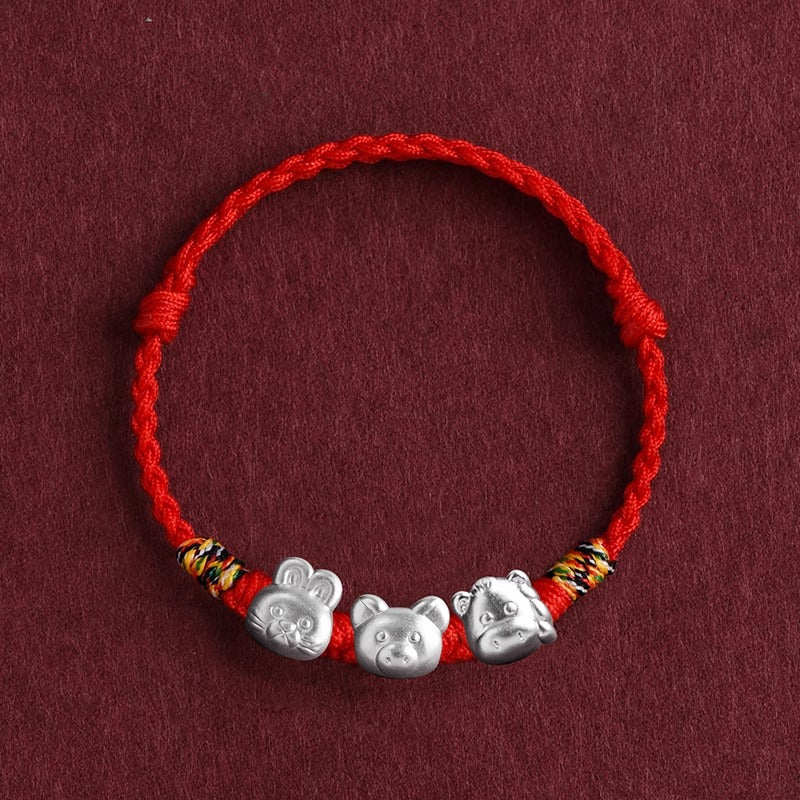 Zen Healing 2025 Chinese Zodiac 999 Silver Red String Protection Bracelet