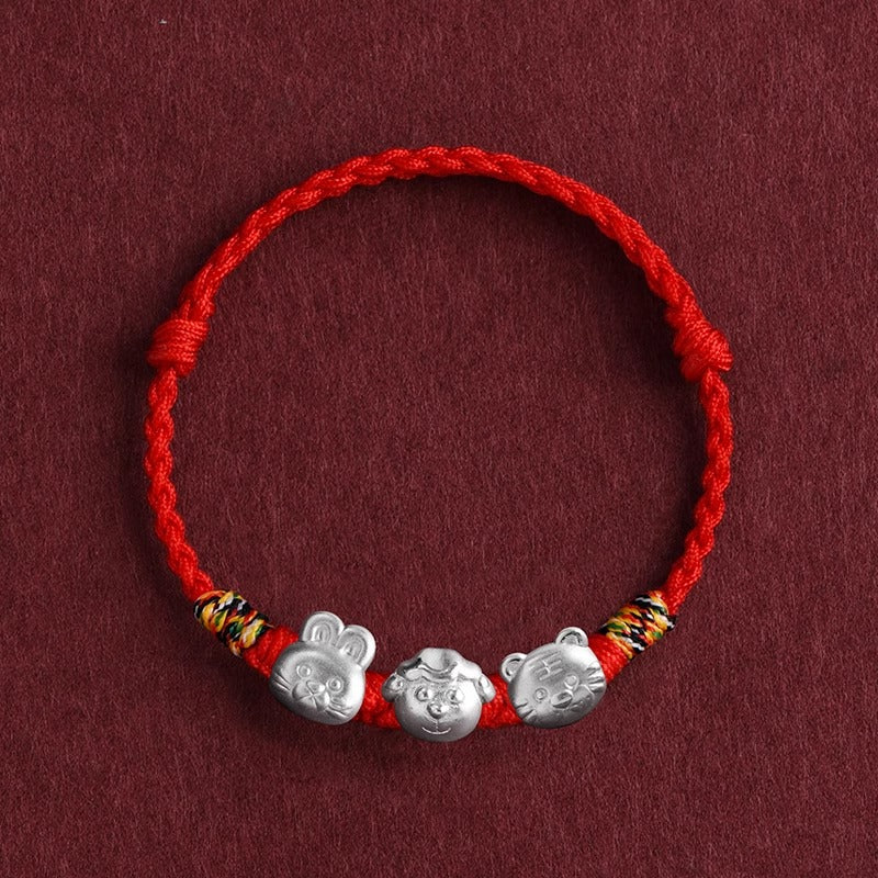 Zen Healing 2025 Chinese Zodiac 999 Silver Red String Protection Bracelet