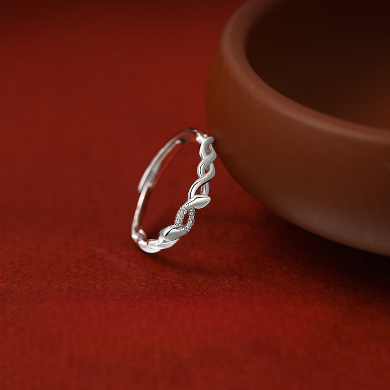 Adjustable silver snake ring unique design jewelry gift for 2025 Year of the Snake