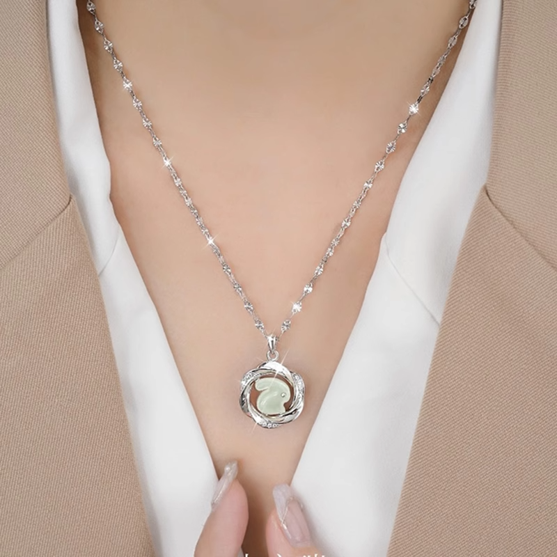 Zen Healing 925 Silver Hetian Jade Moebius Strip Love Necklace Pendant