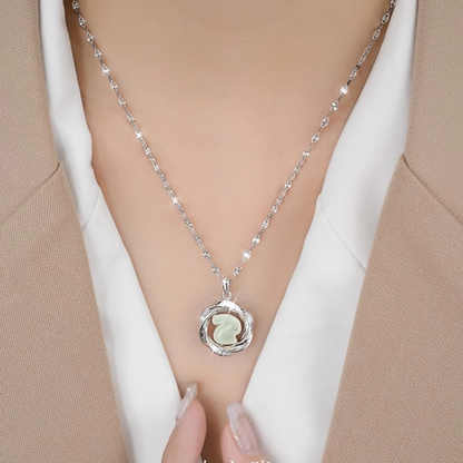 Zen Healing 925 Silver Hetian Jade Moebius Strip Love Necklace Pendant