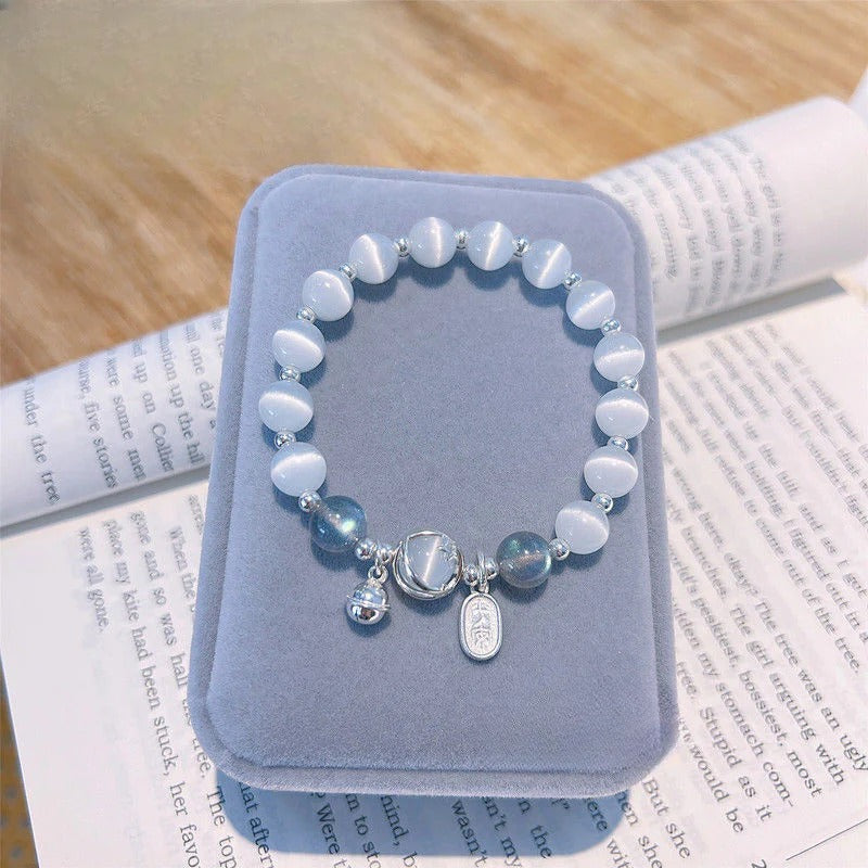 Zen Healing 925 Sterling Silver Cat’s Eye Moonstone Butterfly Love Protection Bracelet