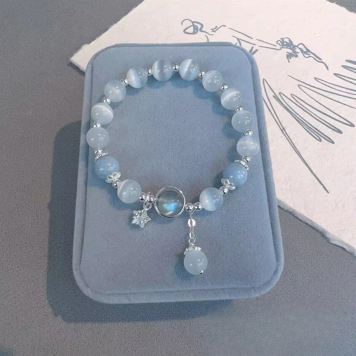Zen Healing 925 Sterling Silver Cat’s Eye Moonstone Butterfly Love Protection Bracelet
