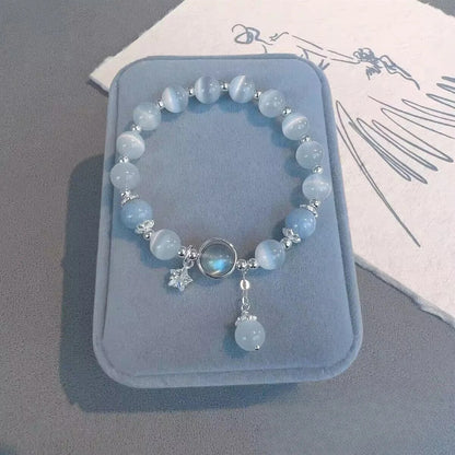 Zen Healing 925 Sterling Silver Cat’s Eye Moonstone Butterfly Love Protection Bracelet