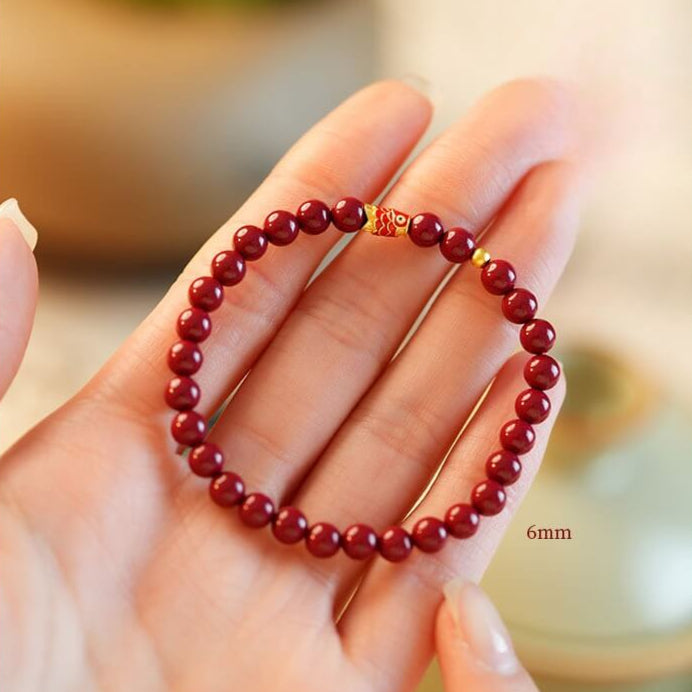 925 Sterling Silver Lucky Koi Fish Cinnabar Prosperity Bracelet