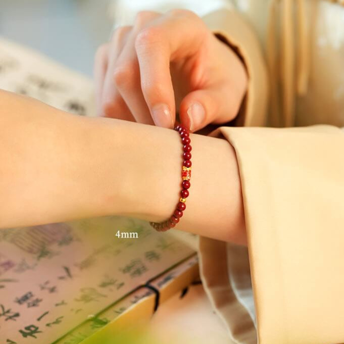 925 Sterling Silver Lucky Koi Fish Cinnabar Prosperity Bracelet