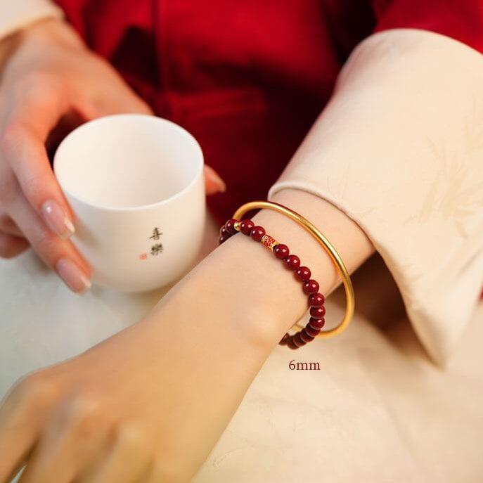 925 Sterling Silver Lucky Koi Fish Cinnabar Prosperity Bracelet