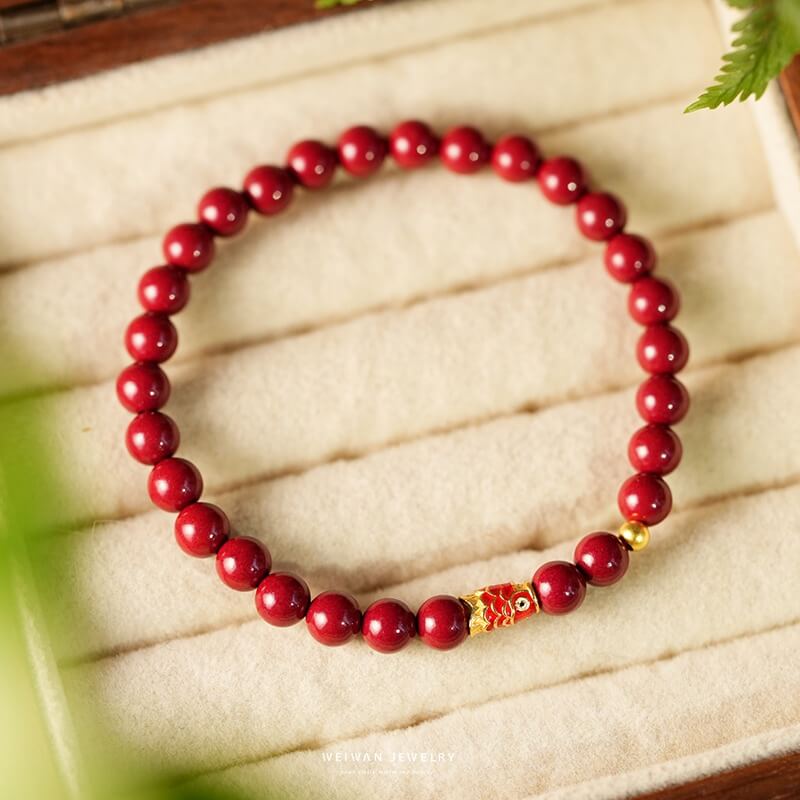 925 Sterling Silver Lucky Koi Fish Cinnabar Prosperity Bracelet