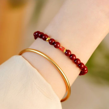 925 Sterling Silver Lucky Koi Fish Cinnabar Prosperity Bracelet