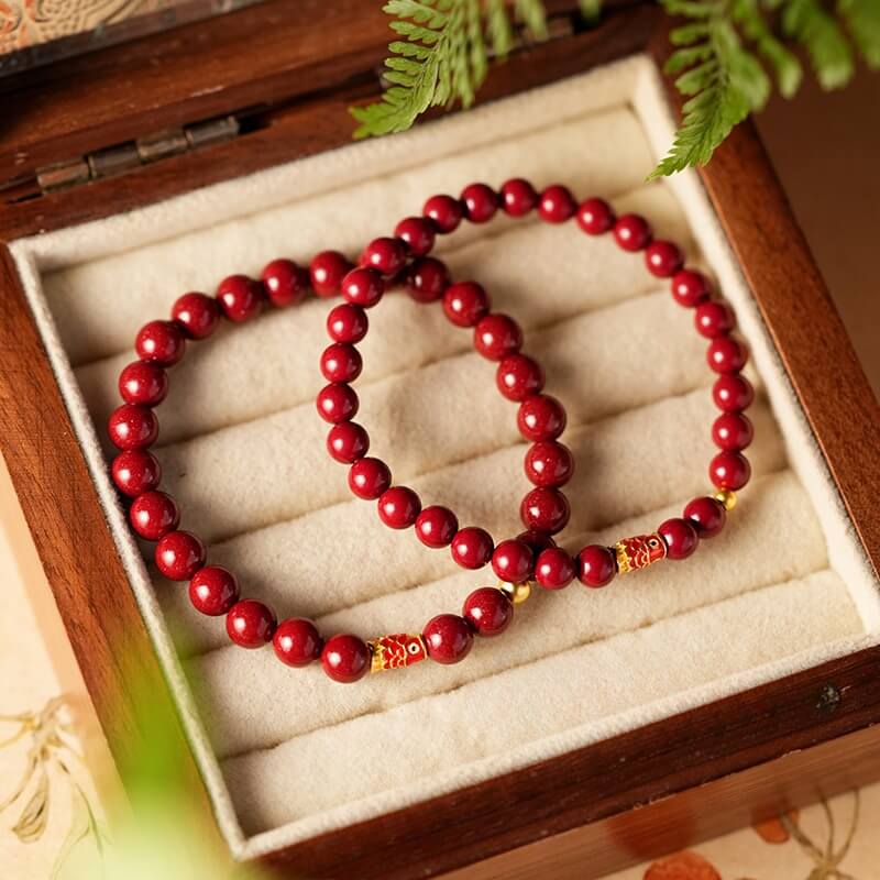 925 Sterling Silver Lucky Koi Fish Cinnabar Prosperity Bracelet