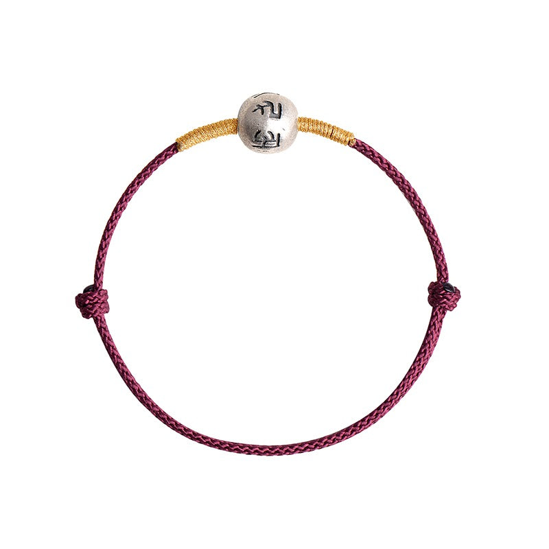 Zen Healing 925 Sterling Silver Om Mani Padme Hum Luck Bead Red String Bracelet