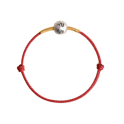 Zen Healing 925 Sterling Silver Om Mani Padme Hum Luck Bead Red String Bracelet