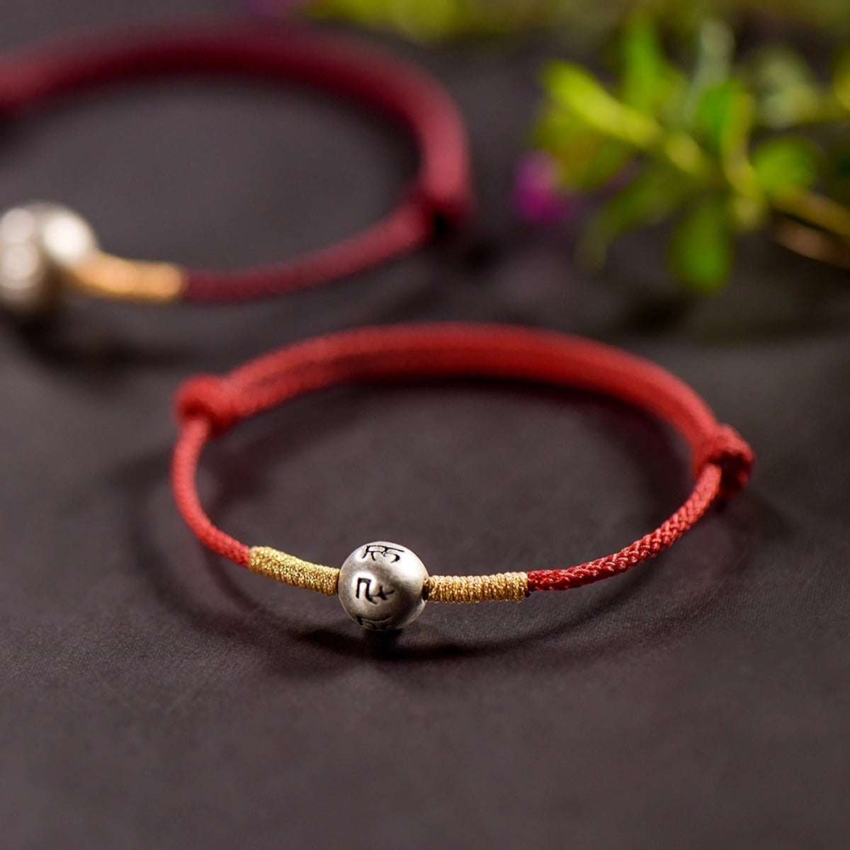 Zen Healing 925 Sterling Silver Om Mani Padme Hum Luck Bead Red String Bracelet