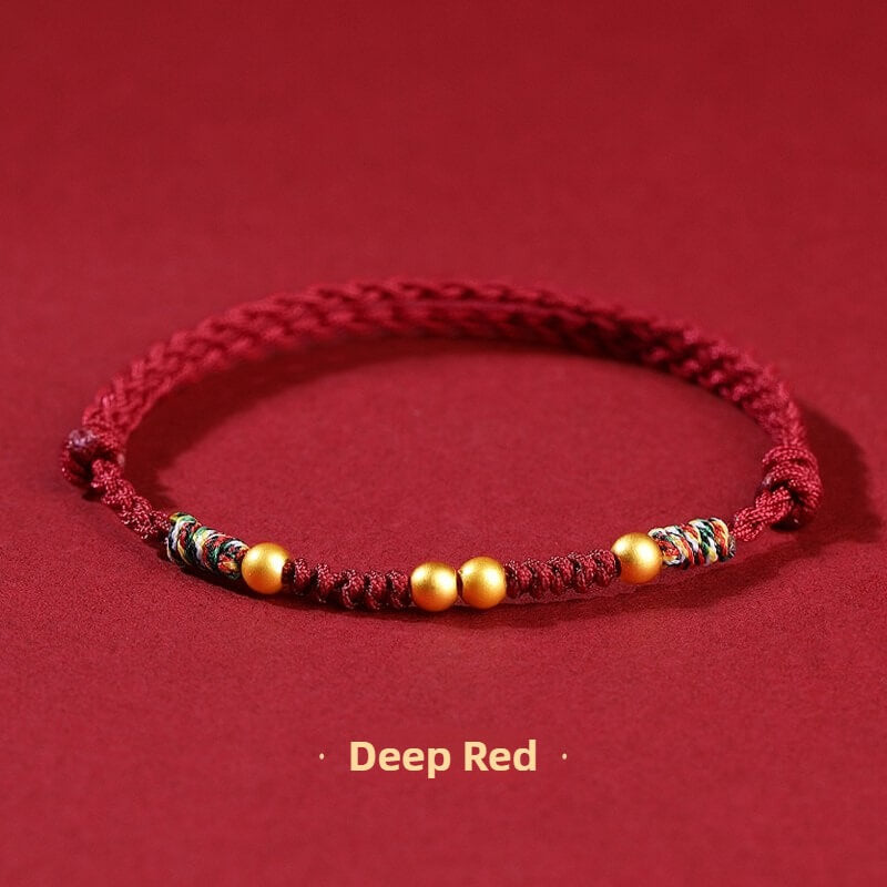 999 Sterling Silver Luck Bead Protection Braided Rope Bracelet