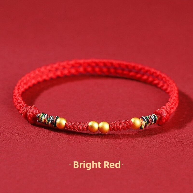 999 Sterling Silver Luck Bead Protection Braided Rope Bracelet