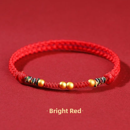 999 Sterling Silver Luck Bead Protection Braided Rope Bracelet
