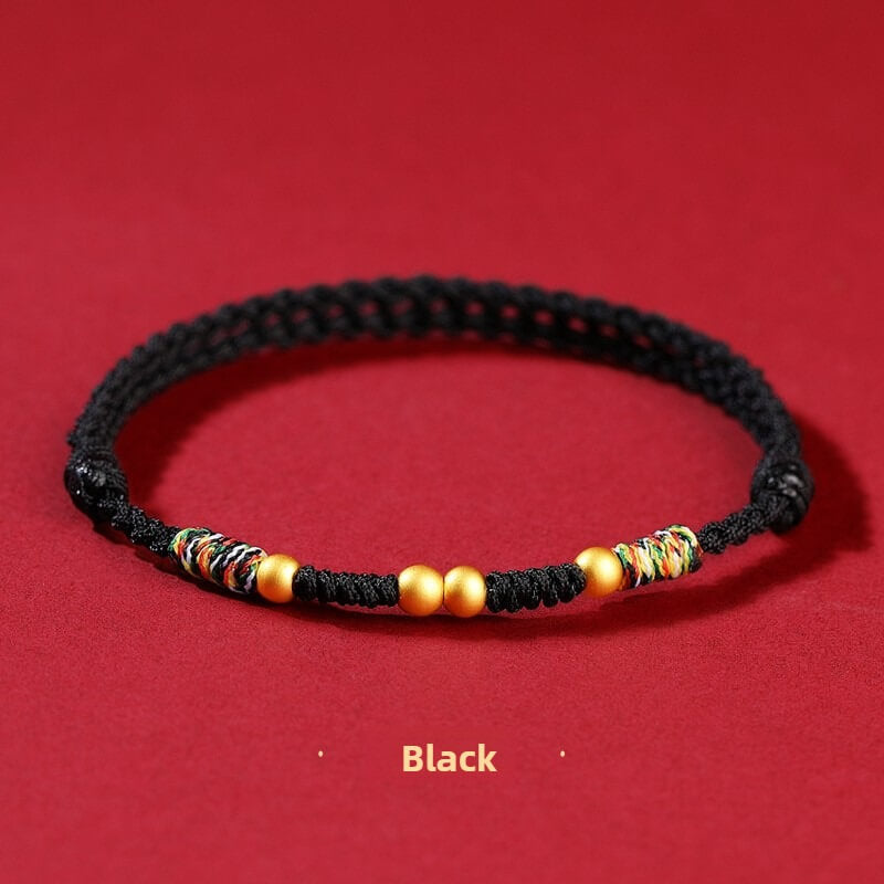 999 Sterling Silver Luck Bead Protection Braided Rope Bracelet