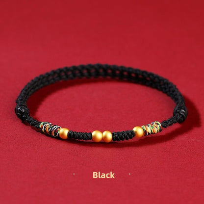 999 Sterling Silver Luck Bead Protection Braided Rope Bracelet