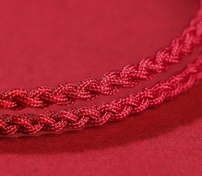 999 Sterling Silver Luck Bead Protection Braided Rope Bracelet