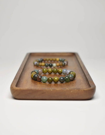 Agate Green Sandalwood Bracelet Set -Healthy-Calming