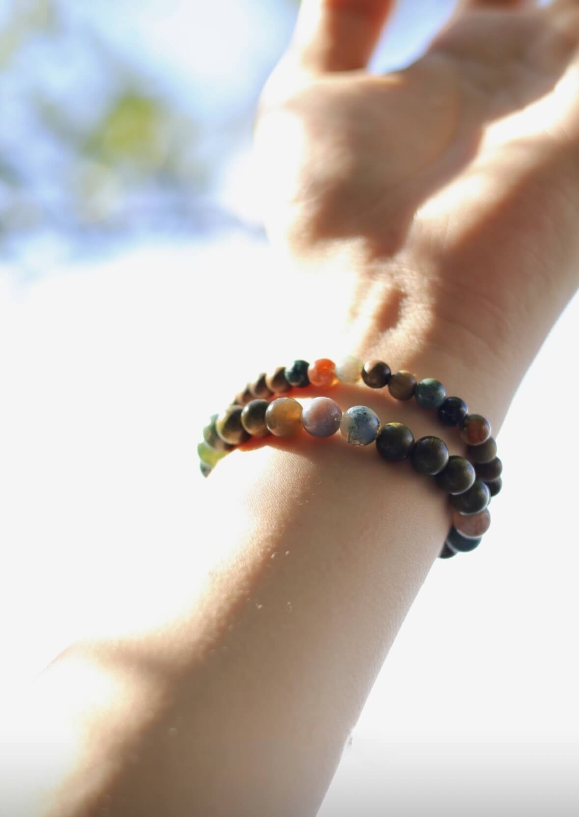 Agate Green Sandalwood Bracelet Set -Healthy-Calming