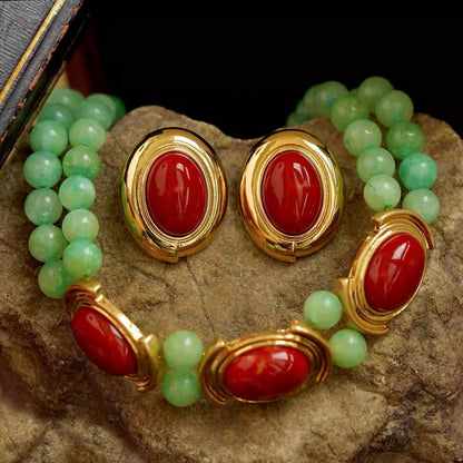 Agate Earrings Necklace Set - Love and Hope