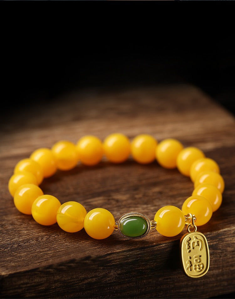 Amber Agate Jade Lucky Peace Bracelet