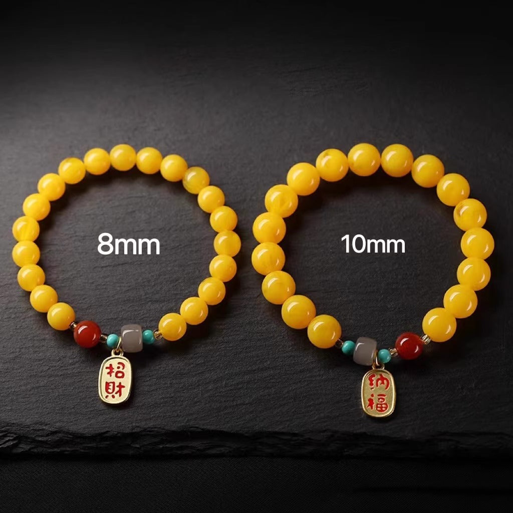 Amber Agate Jade Lucky Peace Bracelet