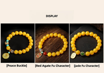 Amber Agate Jade Lucky Peace Bracelet