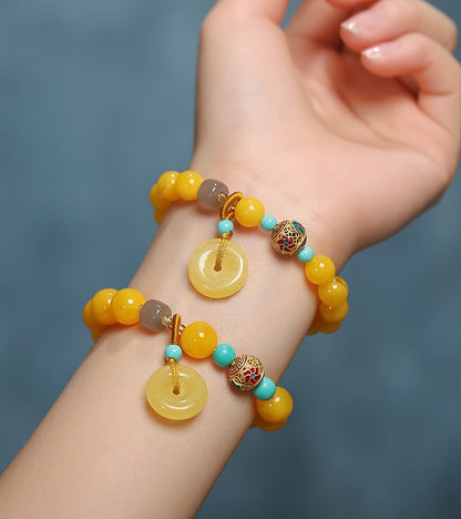 Amber Agate Jade Lucky Peace Bracelet