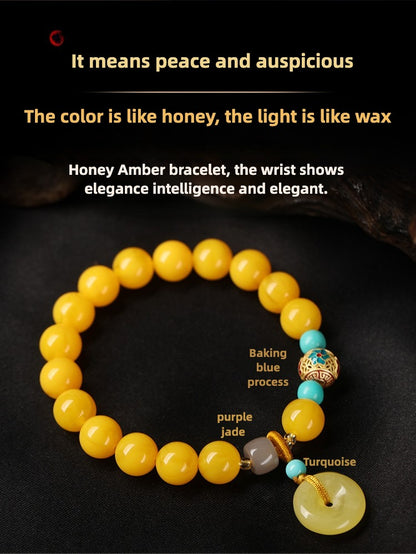 Amber Agate Jade Lucky Peace Bracelet