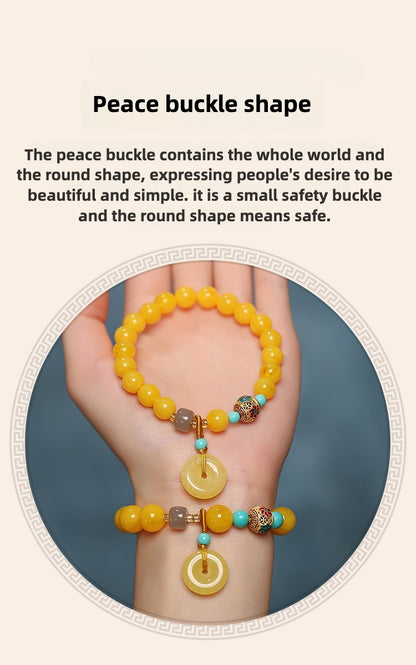 Amber Agate Jade Lucky Peace Bracelet