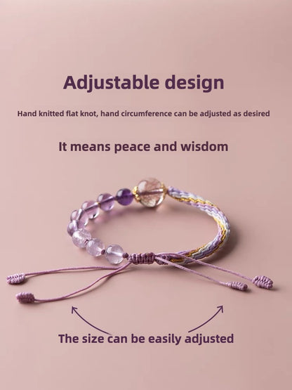 Amethyst Red Rutilated Quartz Wisdom Peace Bracelet