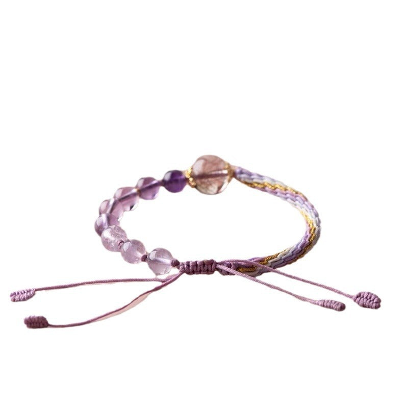 Amethyst Red Rutilated Quartz Wisdom Peace Bracelet