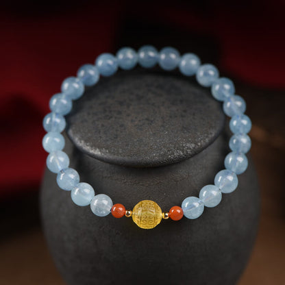 Aquamarine Beeswax Bracelet - Emotional Balance - Stress Relief