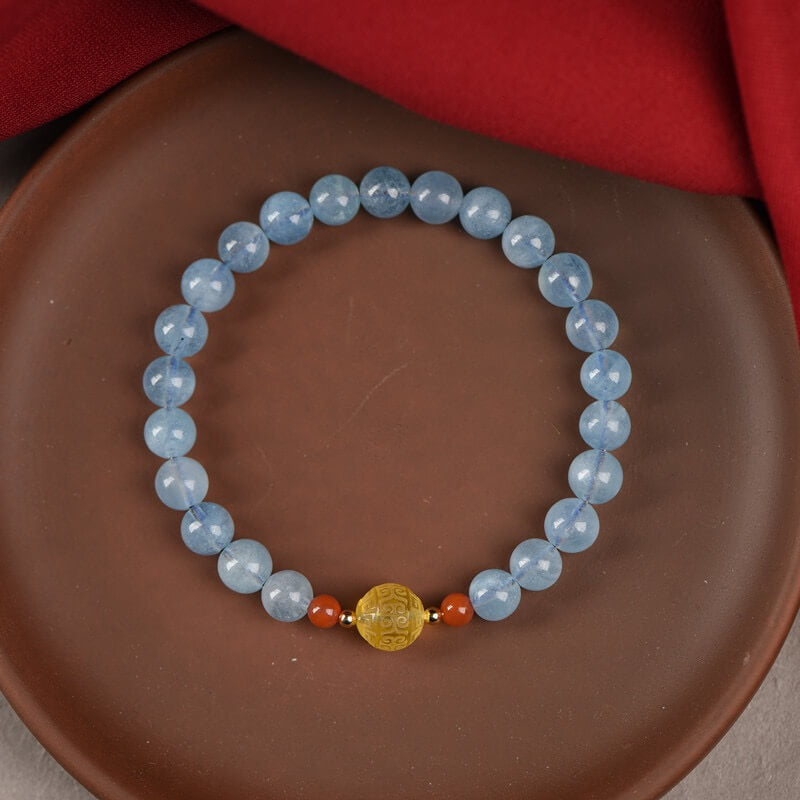 Aquamarine Beeswax Bracelet - Emotional Balance - Stress Relief