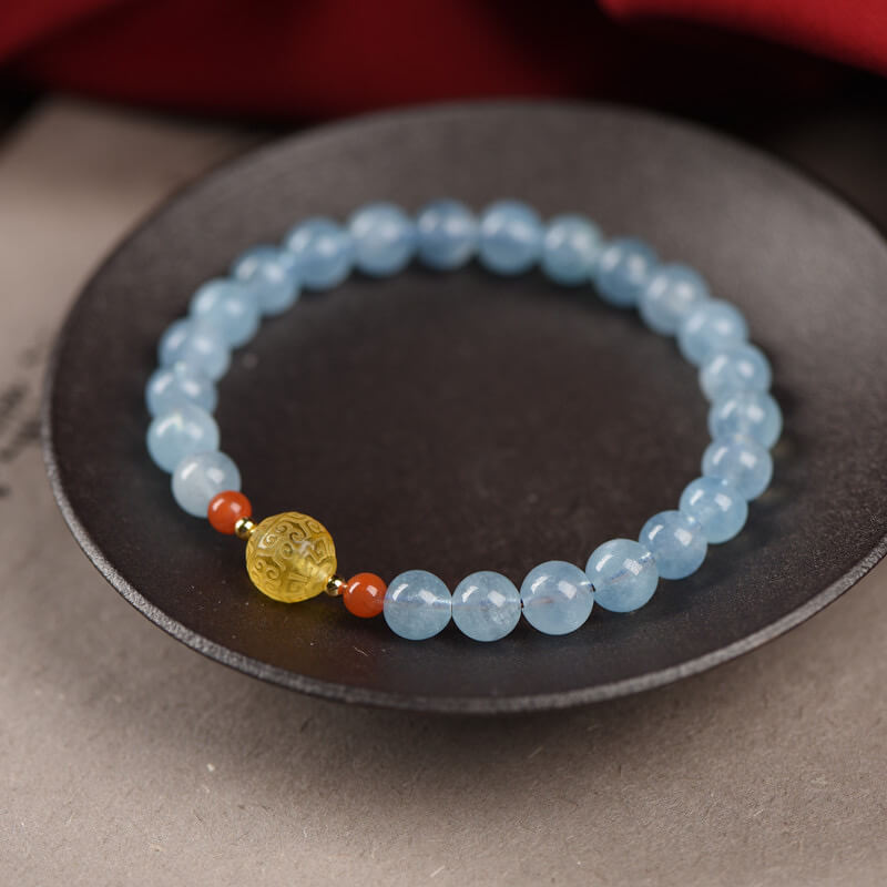 Aquamarine Beeswax Bracelet - Emotional Balance - Stress Relief