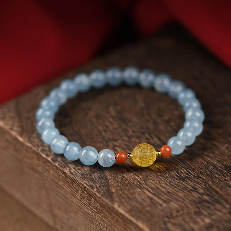 Aquamarine Beeswax Bracelet - Emotional Balance - Stress Relief