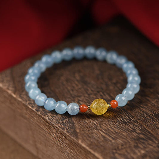 Aquamarine Beeswax Bracelet - Emotional Balance - Stress Relief