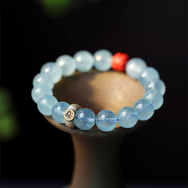 Aquamarine Samantabhadra Zodiac Bracelet-Composure•Wisdom•Health•Courage•Protection•Purification