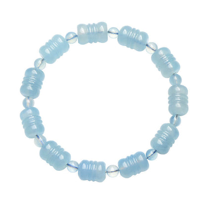 Aquamarine Huiwen Bead“Wisdom Loop” Bracelet-Courage•Protection•Purification