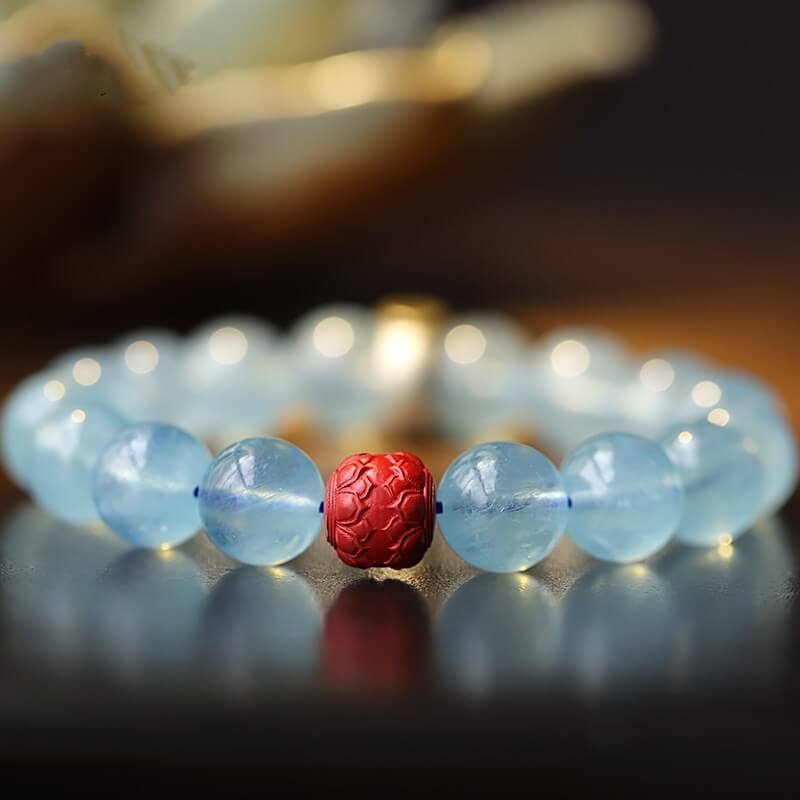 Aquamarine Samantabhadra Zodiac Bracelet-Composure•Wisdom•Health•Courage•Protection•Purification